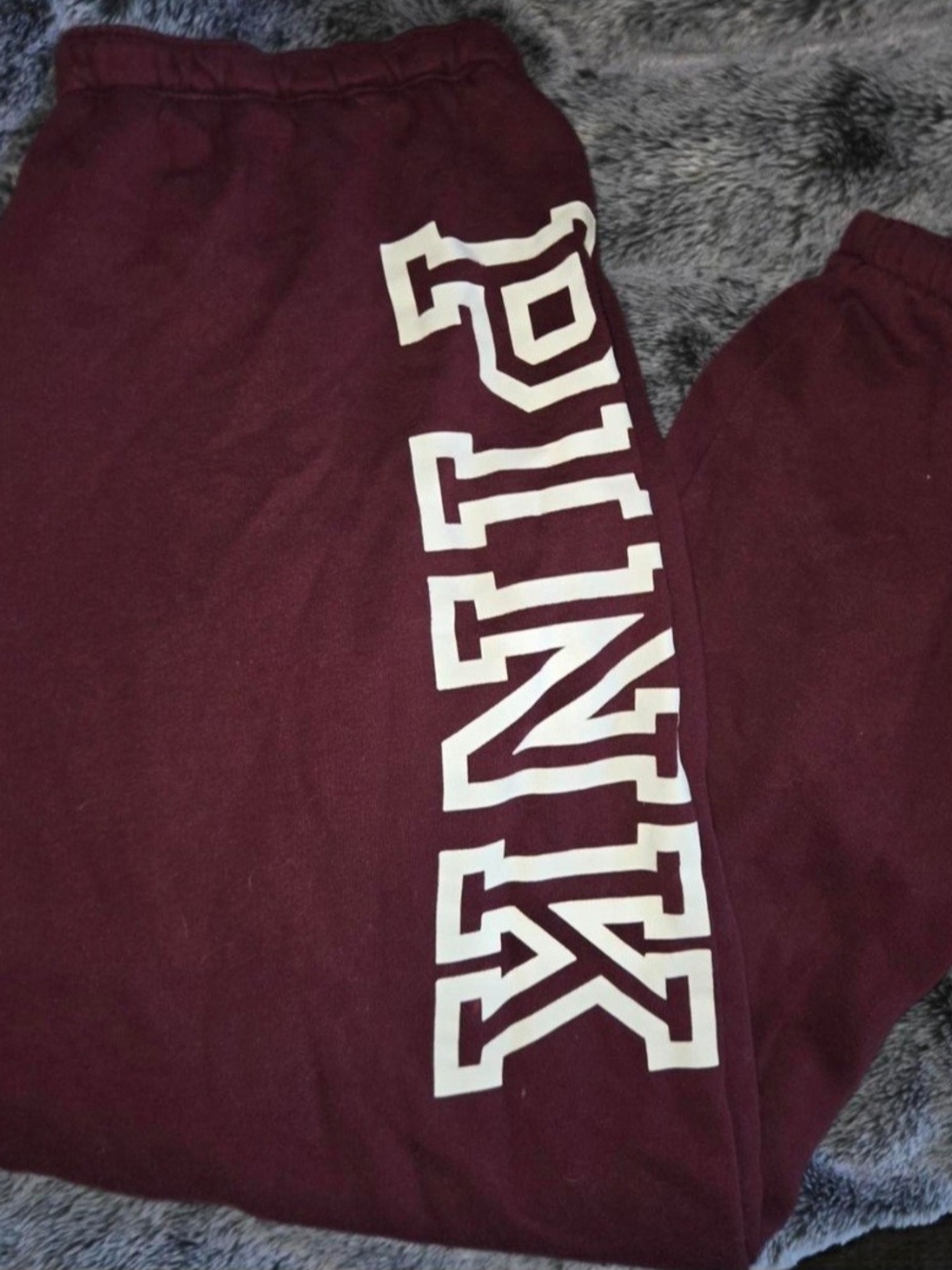 Victoria's Secret Maroon Jogger Pants with White Side Logo
